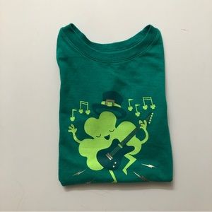 0 Green Kids Tee with Shamrock Guitar Print